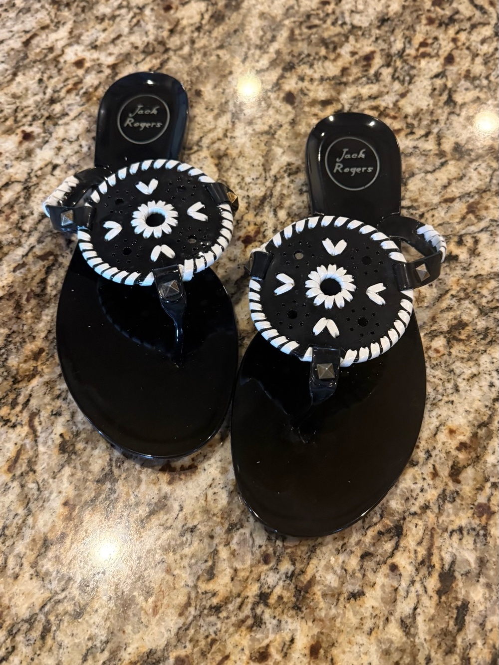 Jack Rogers Black and White Georgica Jelly Sandals